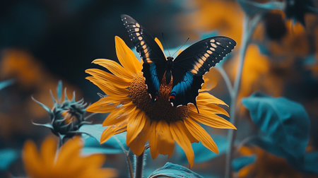 Butterfly on sunflower. Butterfly on a sunflower.の写真素材
