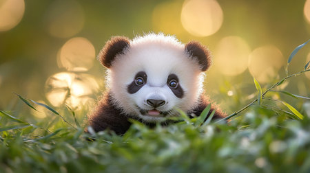 Cute baby panda bear (Ailuropoda melanoleuca)の写真素材