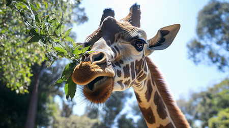 Giraffe in the zoo, closeup of head and neckの素材