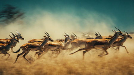 Impala in the savanna of Africa, Botswana, Africaの写真素材