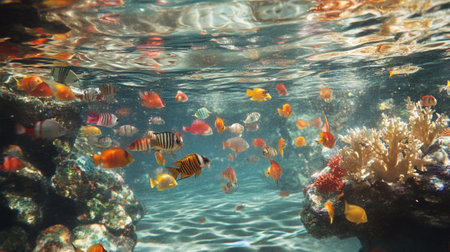 Underwater view of coral reef and tropical fish. Underwater world.の写真素材