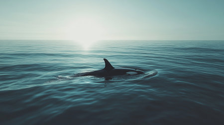 Dolphin swimming in the sea. 3d illustration. Vintage style.の写真素材