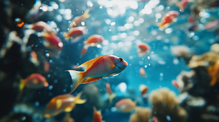 Tropical fish in the aquarium. Underwater world concept.の写真素材