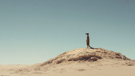Meerkat standing on top of sand dune.の写真素材