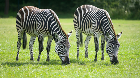 zebra in the green grass, beautiful photo digital pictureの写真素材