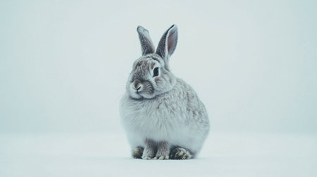Cute rabbit on a white background. Easter bunny on a white background.の写真素材