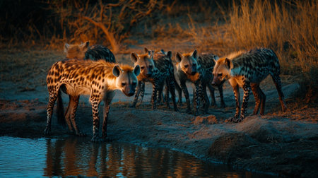 Spotted hyena in South Africa ; Specie Crocuta crocuta family of Hyaenidaeの写真素材