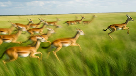 Springbok - Antidorcas marsupialis - in motionの写真素材