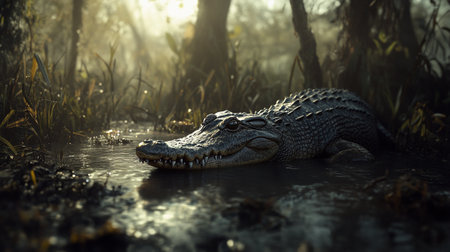 Crocodile in the swamp. Crocodile in the swampの写真素材