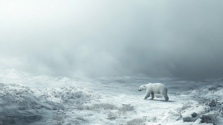 Polar bear (Ursus maritimus) walking in the snow. 3D Renderingの写真素材