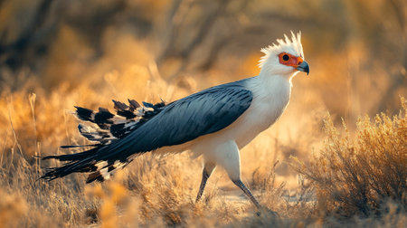 African vulture (Sagittarius serpentarius) in Namibiaの写真素材