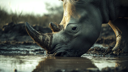 White rhinoceros in Chobe National Park, Botswana, Africaの写真素材
