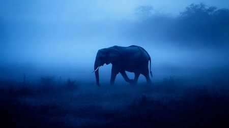 Elephant in the mist, Chobe National Park, Botswana, Africaの写真素材