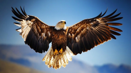 Bald Eagle (haliaeetus leucocephalus) in flightの写真素材