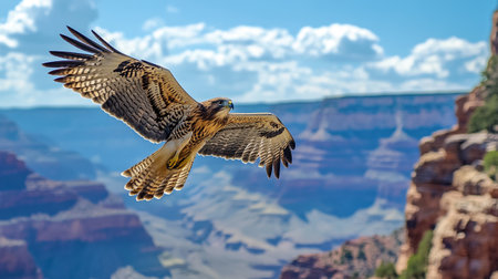 Hawk flying over the Grand Canyon National Park, Arizona, USAの写真素材