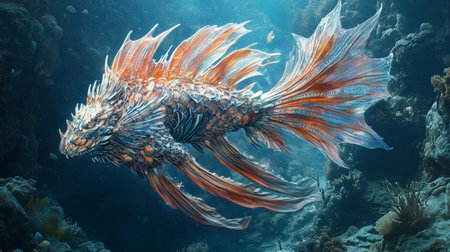 Colorful and beautiful underwater world with corals and tropical fish.の写真素材