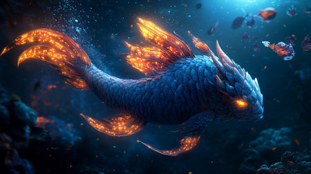 3d render of a blue fish underwater.の写真素材