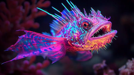 Colorful underwater world with corals and tropical fish. Underwater world.の写真素材