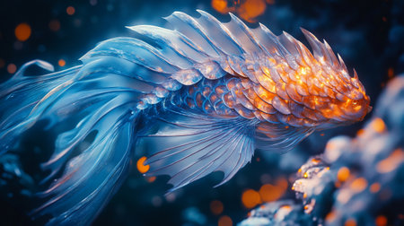 Close-up of a goldfish in the aquarium. 3D renderingの写真素材