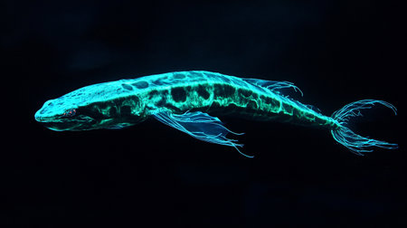 Neon fish on a black background. Neon fish in the aquariumの写真素材
