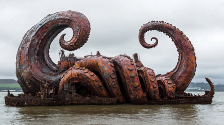 Abandoned rusty octopusの写真素材