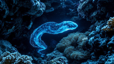 Underwater view of coral reef. Underwater world. 3d renderingの写真素材