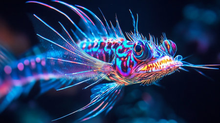 Beautiful exotic fish in aquarium. Colorful fish in aquarium.の写真素材