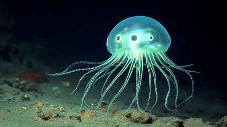 Jellyfish in the sea. Underwater world. 3d renderの写真素材