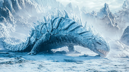 Fantasy alien planet. Mountain and sea. 3D illustration.の写真素材