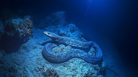 Underwater view of a giant eel in the Red Sea.の写真素材