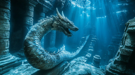 Dragon in the cave. 3d rendering. Computer digital drawing.の写真素材