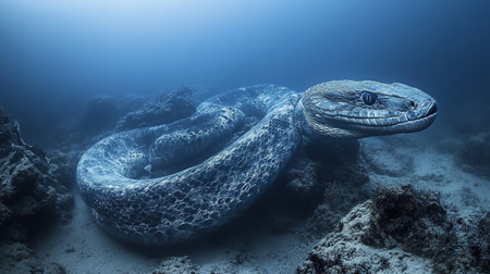 Snake in the Red Sea, Egypt. 3D renderingの写真素材