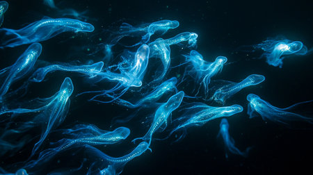 Jellyfish on dark background. 3d rendering, 3d illustration.の写真素材