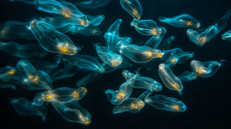 Jellyfish floating in the water. 3d rendering, illustration.の写真素材