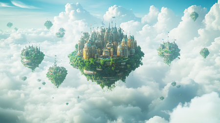 Fantasy Landscape of clouds. 3D renderingの写真素材