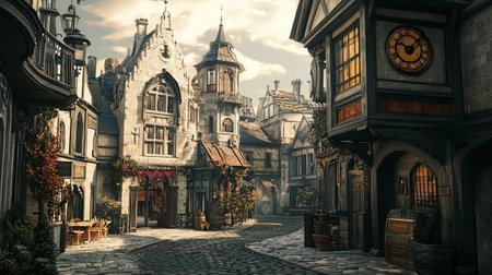 Old street in the medieval town of Riga, Latvia. Travel and architecture concept.の写真素材