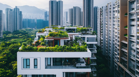 Residential area in Hong Kong, China. View from above.の素材