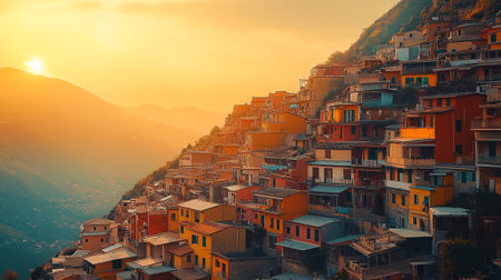 Colorful houses in Manarola, Cinque Terre, Italyの写真素材