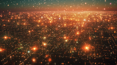 Futuristic city at night. 3d render of high-rise buildings.の素材