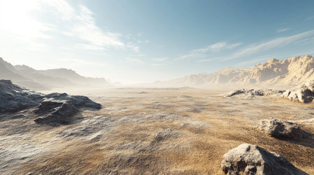 3D Rendered Computer Artwork. Rocks and lakeの写真素材