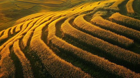 Aerial view of cultivated fields in Tuscany, Italy.の写真素材