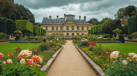 Luxury mansion in the garden of Versailles Palace, Franceの写真素材