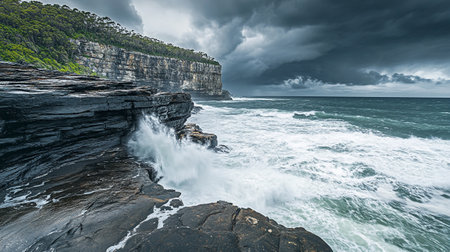 Stormy sky over the cliffs.の写真素材