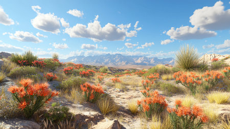 Flowers blooming in Joshua Tree National Park, California, USAの写真素材