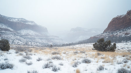 Snowy Landscape in Capitol Reef National Park in United States of Americaの写真素材