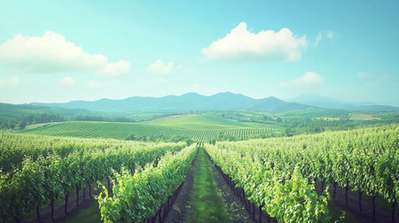 Landscape of vineyard in Tuscany, Italy. Retro styleの写真素材