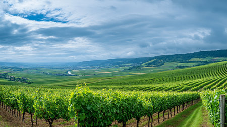 Rows of green vineyards in Tuscany, Italy.の写真素材