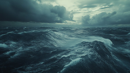 Stormy sea. Epic seascape with stormy waves. 3d renderの写真素材