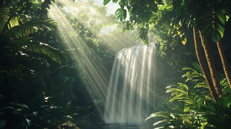 Beautiful waterfall in the tropical forest. Waterfall in the jungle.の写真素材