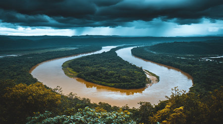 Panoramic view of the Amazon river in Brazil, South Americaの素材